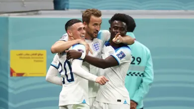 كين وساكا وفودين من مباراة إنجلترا والسنغال في ثمن نهائي كأس العالم 2022