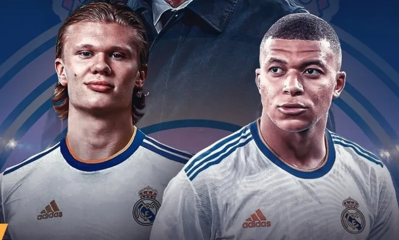 كيليان مبابي وإيرلينج هالاند بقميص ريال مدريد